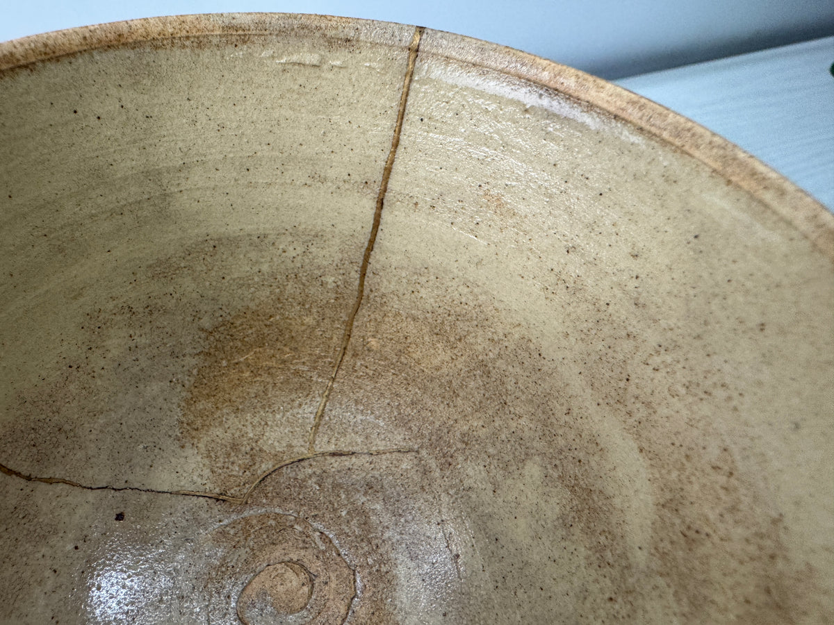 Y11221 CHAWAN Kyo-ware Ninsei kintsugi bowl signed Japan antique tea ceremony