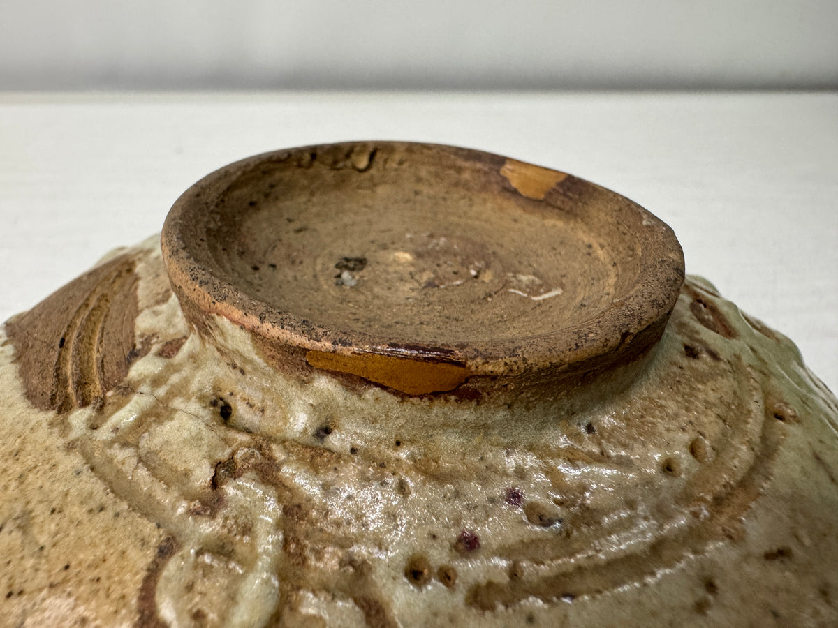 Y11222 CHAWAN Mino-ware flat bowl kintsugi box Japan antique tea ceremony teacup