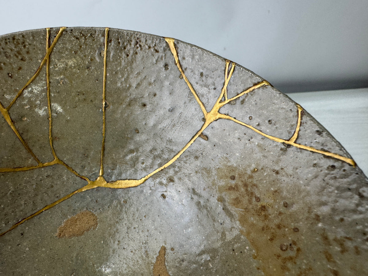 Y11223 CHAWAN Korean flat bowl kintsugi Shifuku bag Korea antique tea ceremony