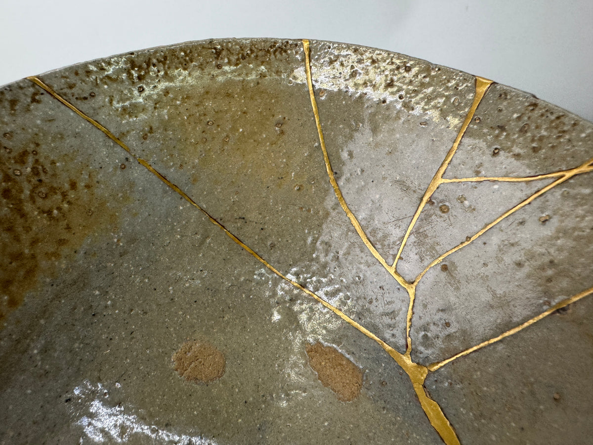 Y11223 CHAWAN Korean flat bowl kintsugi Shifuku bag Korea antique tea ceremony