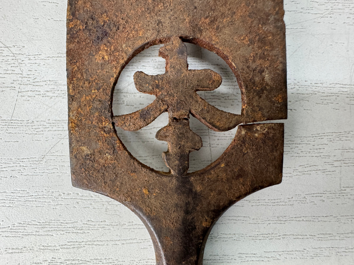 Y11225 YAJIRI Iron Arrowhead signed Myochin scratches Japan antique weapon arrow