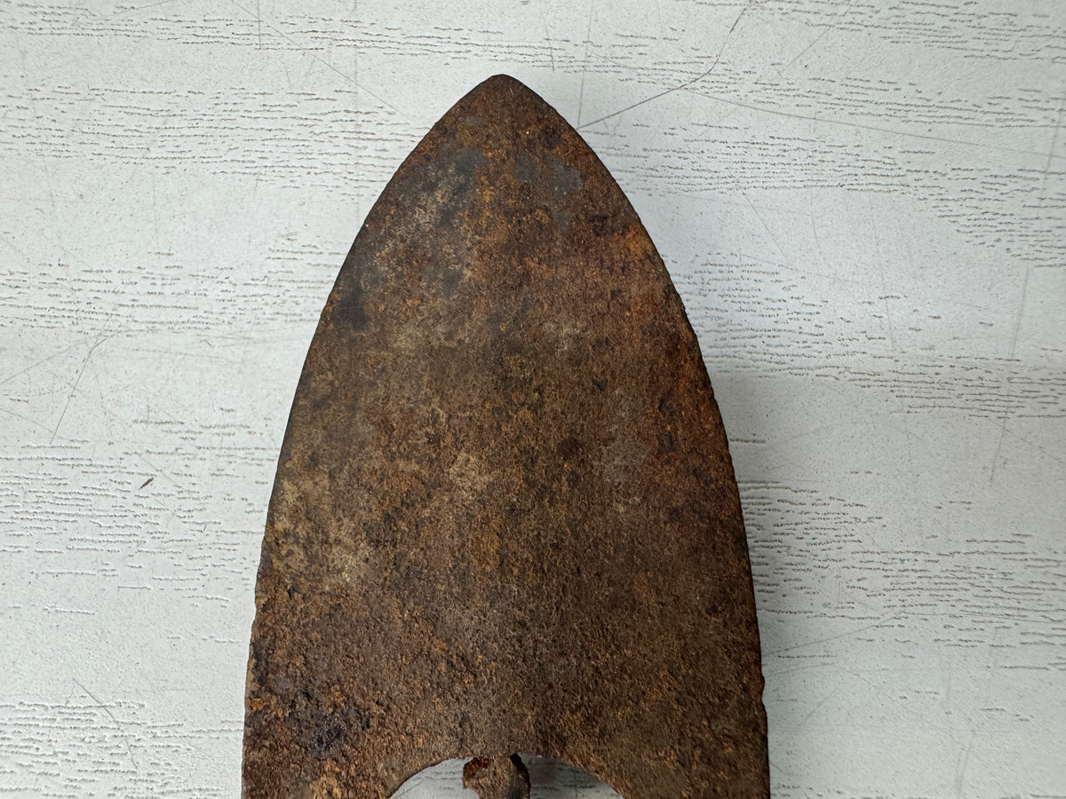 Y11225 YAJIRI Iron Arrowhead signed Myochin scratches Japan antique weapon arrow