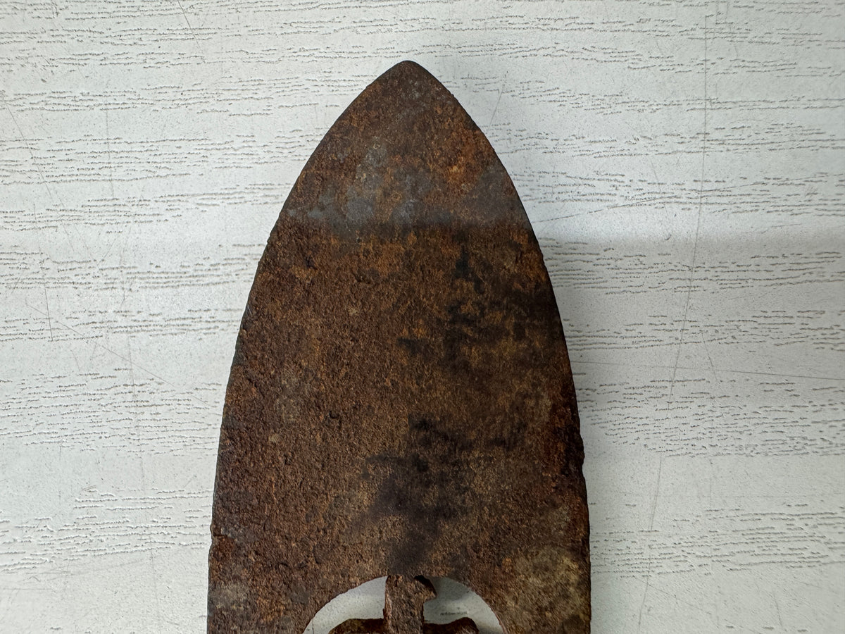 Y11225 YAJIRI Iron Arrowhead signed Myochin scratches Japan antique weapon arrow