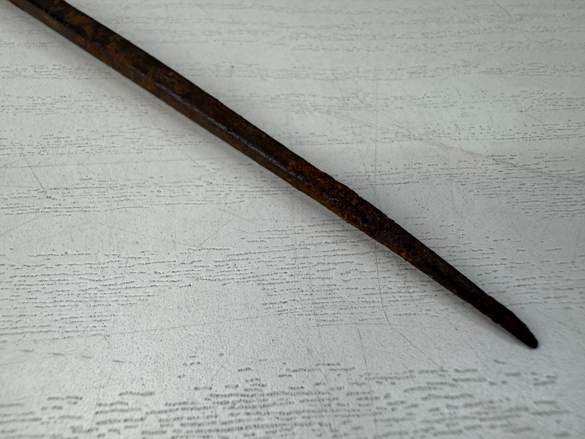 Y11225 YAJIRI Iron Arrowhead signed Myochin scratches Japan antique weapon arrow