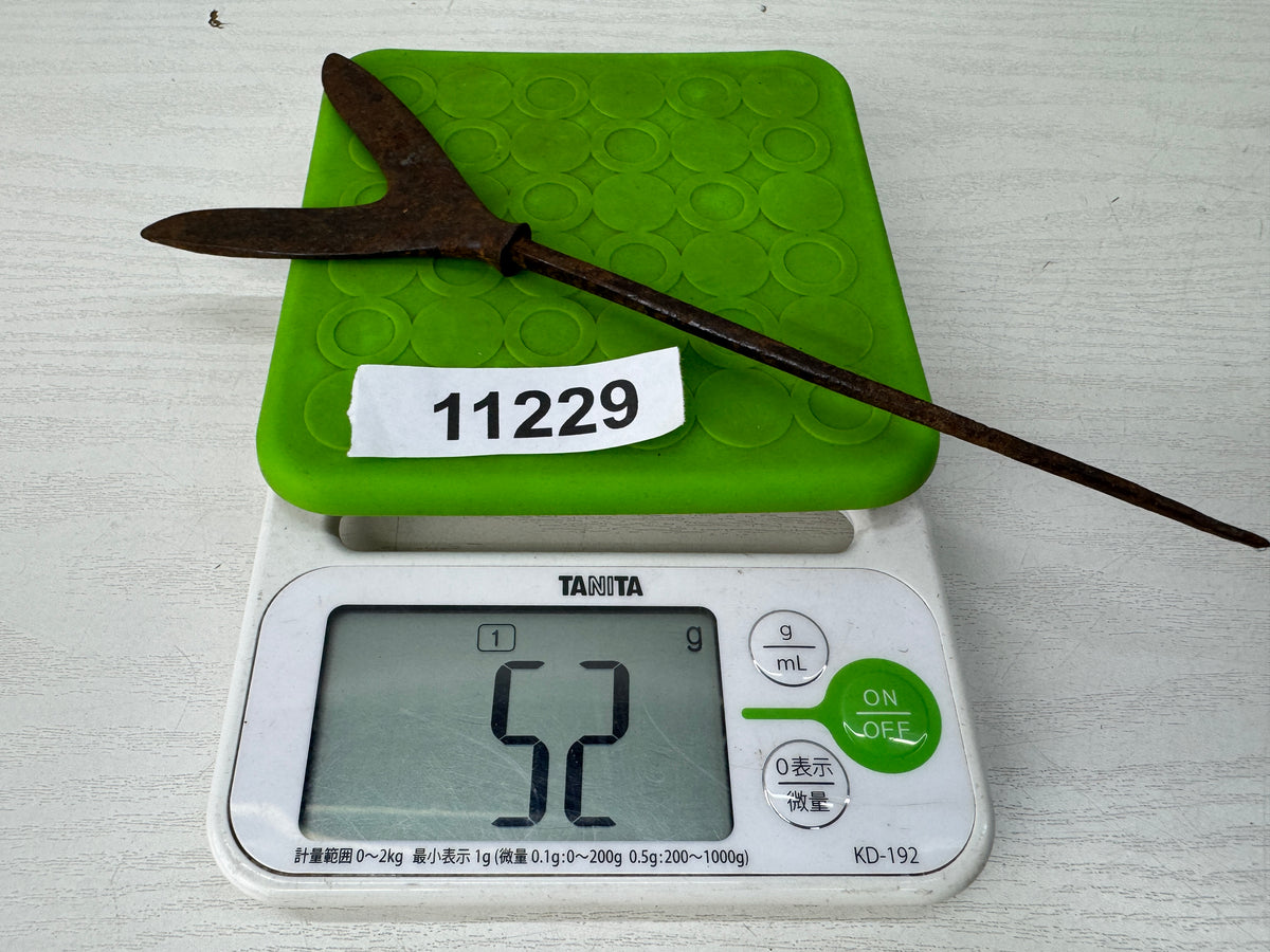 Y11229 YAJIRI Iron Arrowhead Karimata forked type bushi Japan antique bow arrow