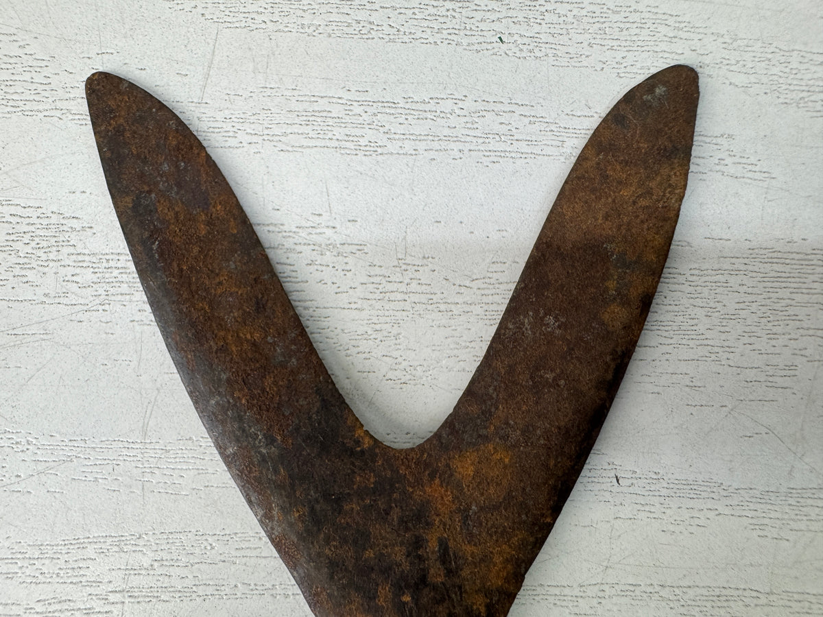 Y11229 YAJIRI Iron Arrowhead Karimata forked type bushi Japan antique bow arrow
