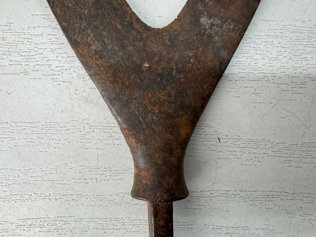 Y11229 YAJIRI Iron Arrowhead Karimata forked type bushi Japan antique bow arrow