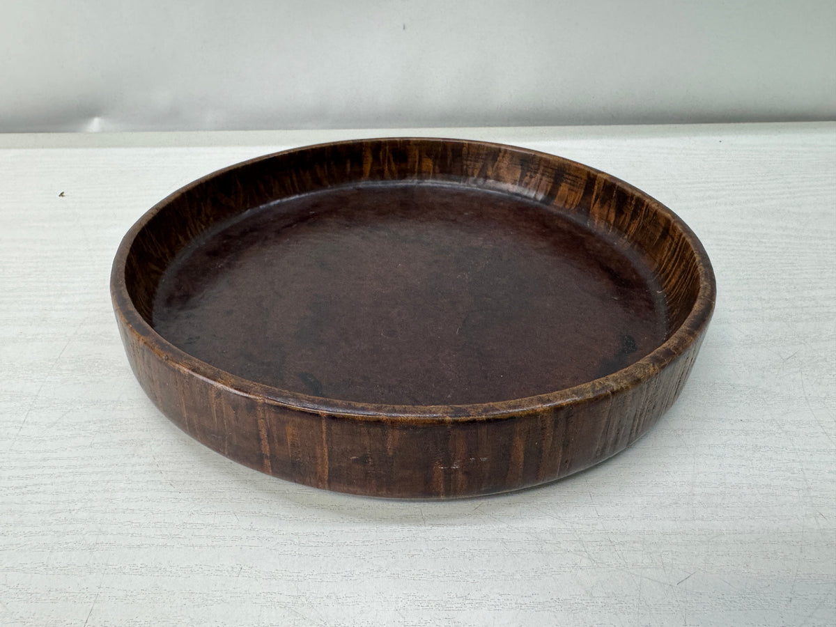 Y11230 TRAY wooden Tamamoku obon ozen round Japan antique kitchen food meal