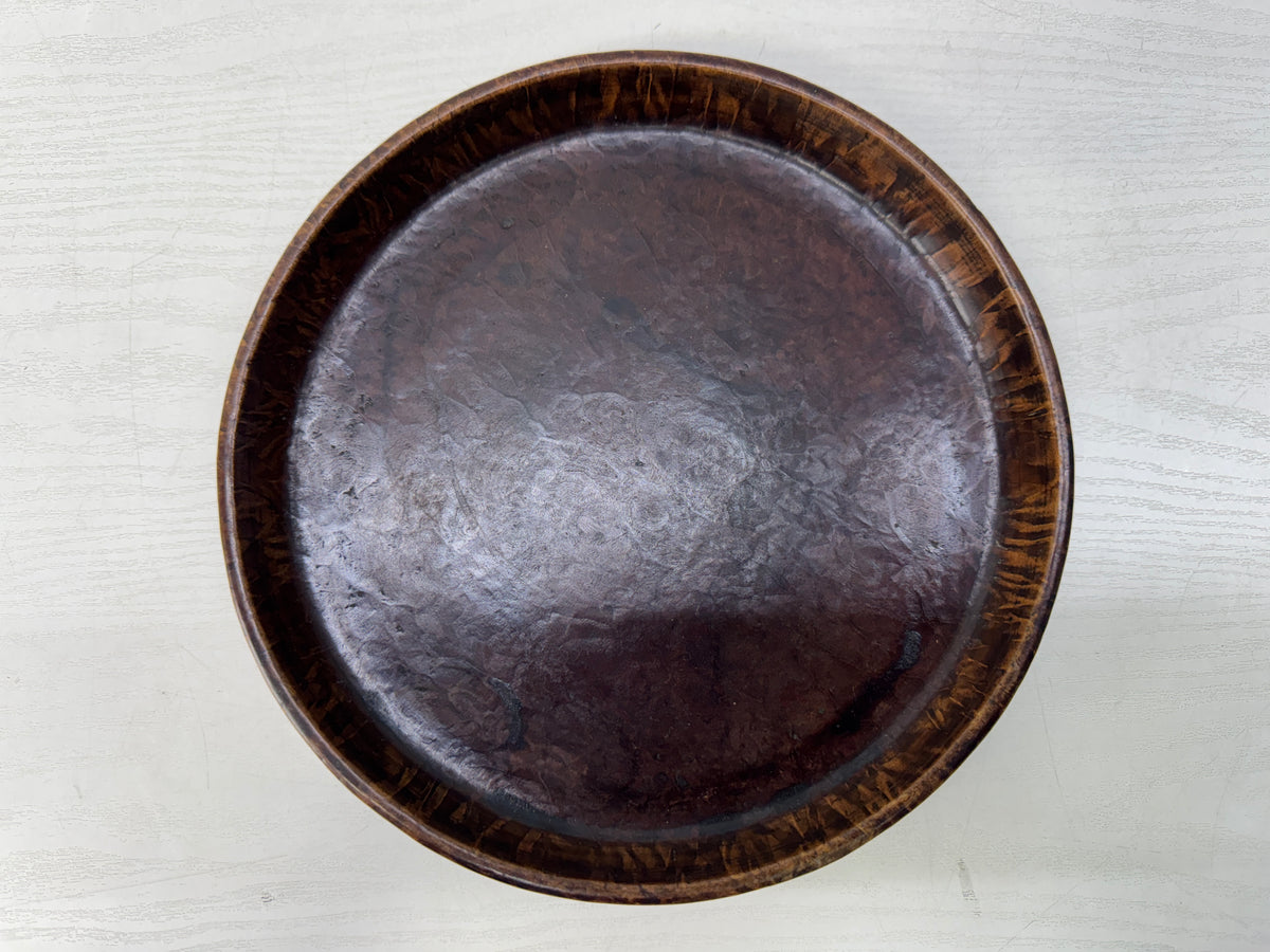 Y11230 TRAY wooden Tamamoku obon ozen round Japan antique kitchen food meal