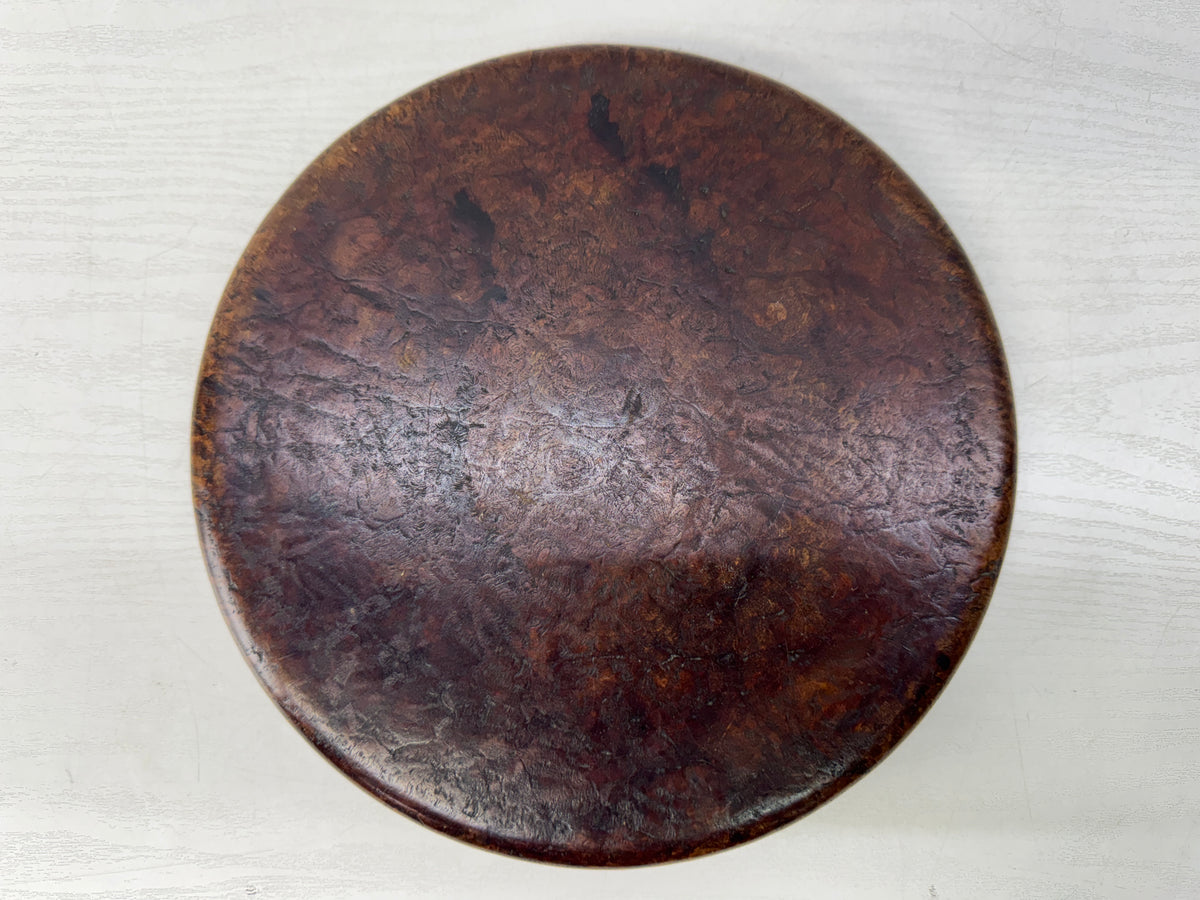 Y11230 TRAY wooden Tamamoku obon ozen round Japan antique kitchen food meal