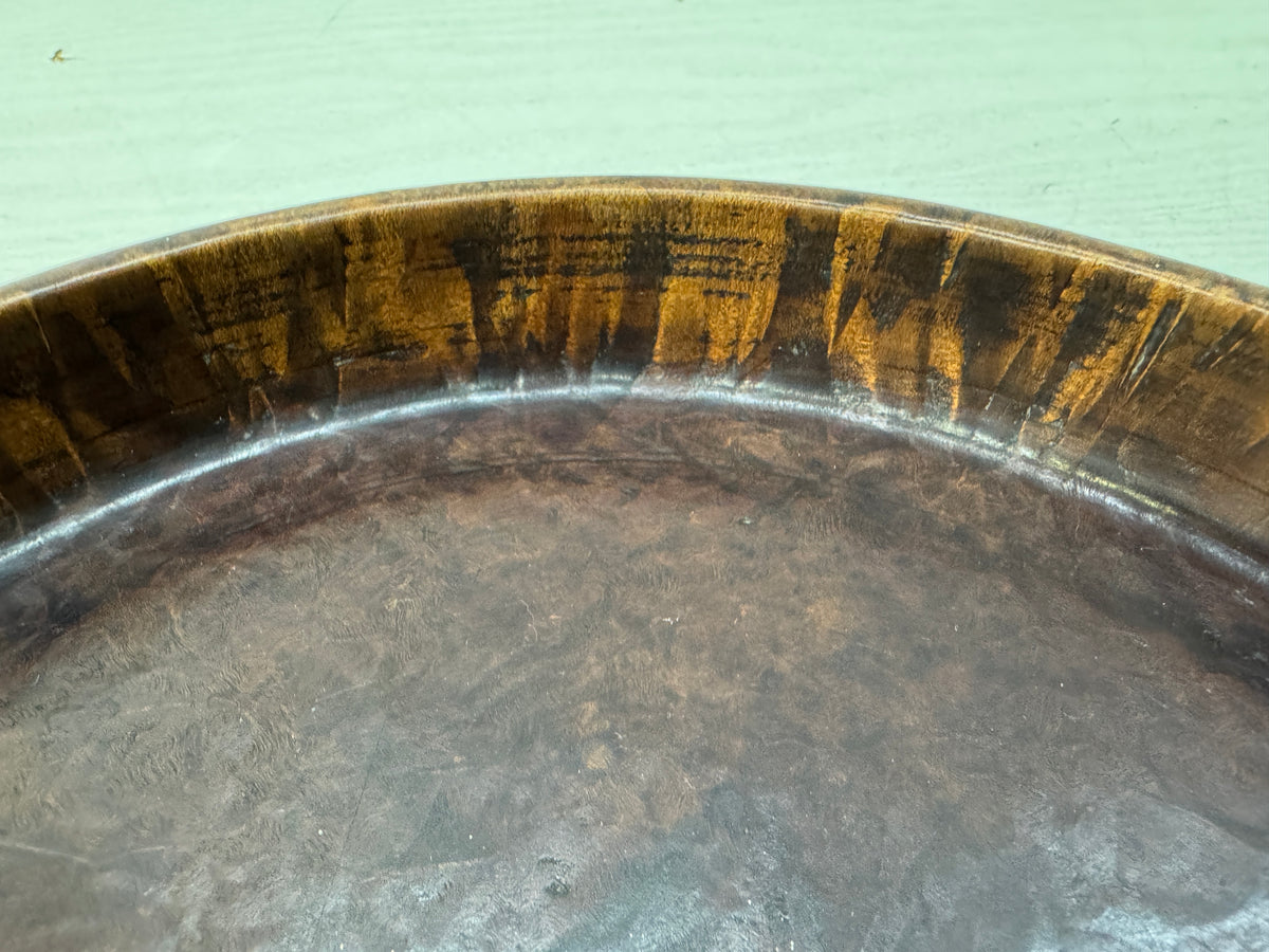 Y11230 TRAY wooden Tamamoku obon ozen round Japan antique kitchen food meal