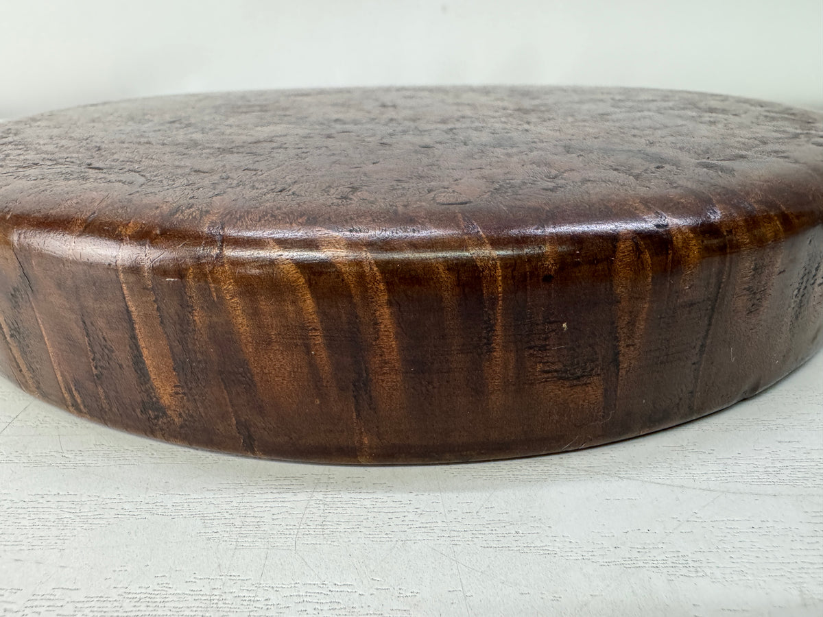 Y11230 TRAY wooden Tamamoku obon ozen round Japan antique kitchen food meal