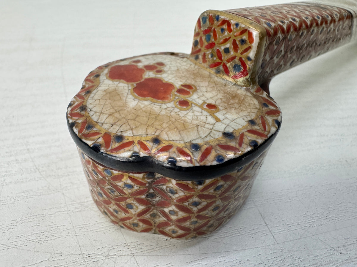 Y11232 YATATE Kyo-ware signed box Japanese ink pen holder brush inkwell antique