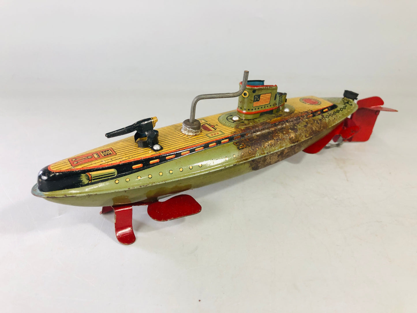 Y7144 TIN TOY Battle ship battleship warship SSN25 Japan antique vintage decor