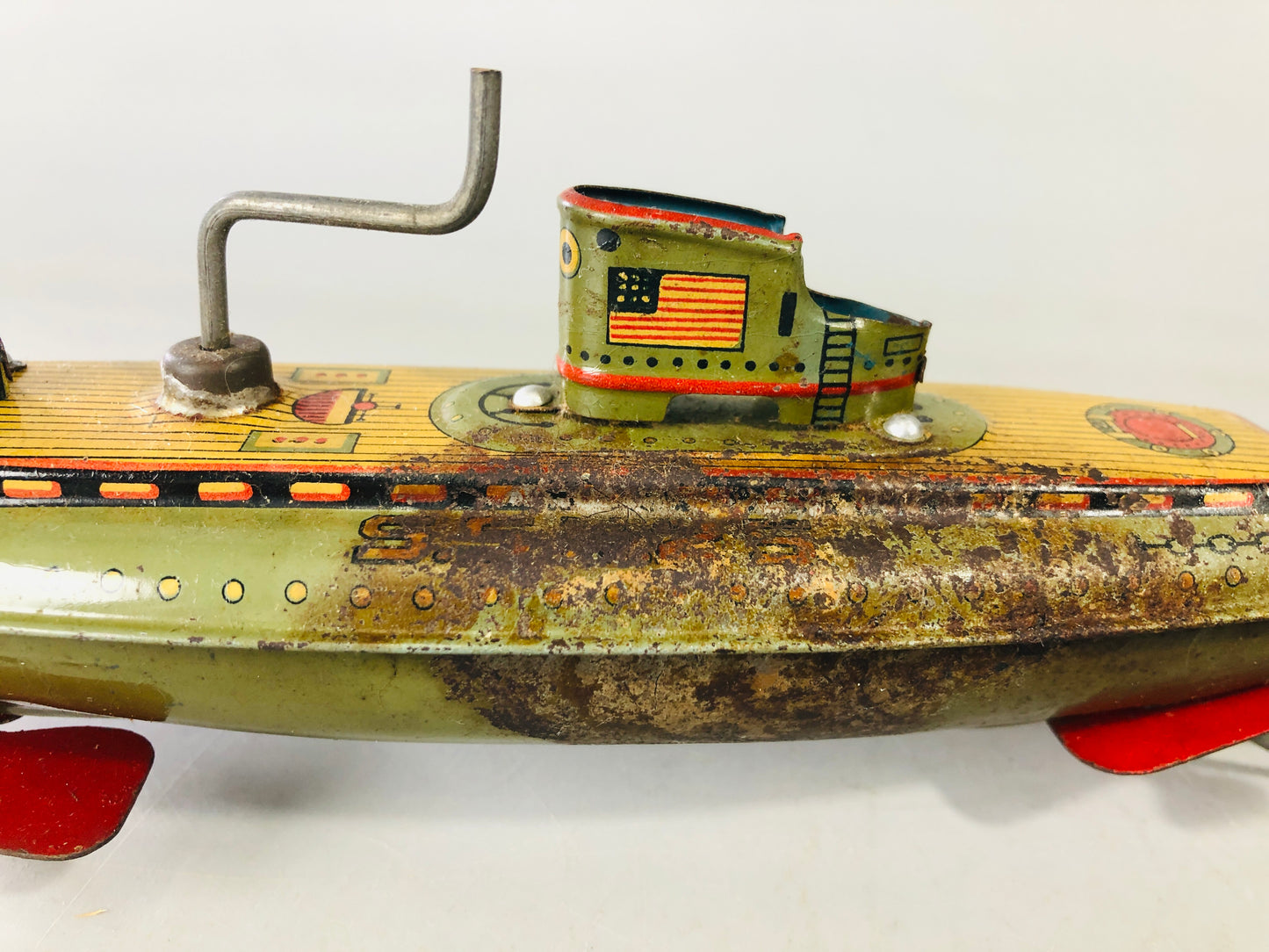 Y7144 TIN TOY Battle ship battleship warship SSN25 Japan antique vintage decor