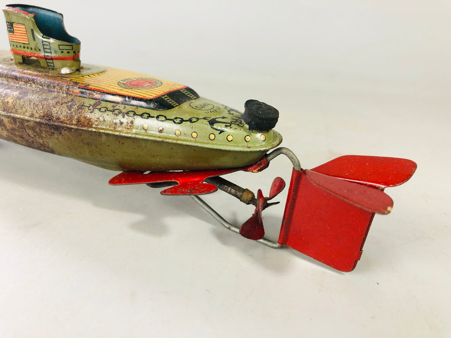 Y7144 TIN TOY Battle ship battleship warship SSN25 Japan antique vintage decor