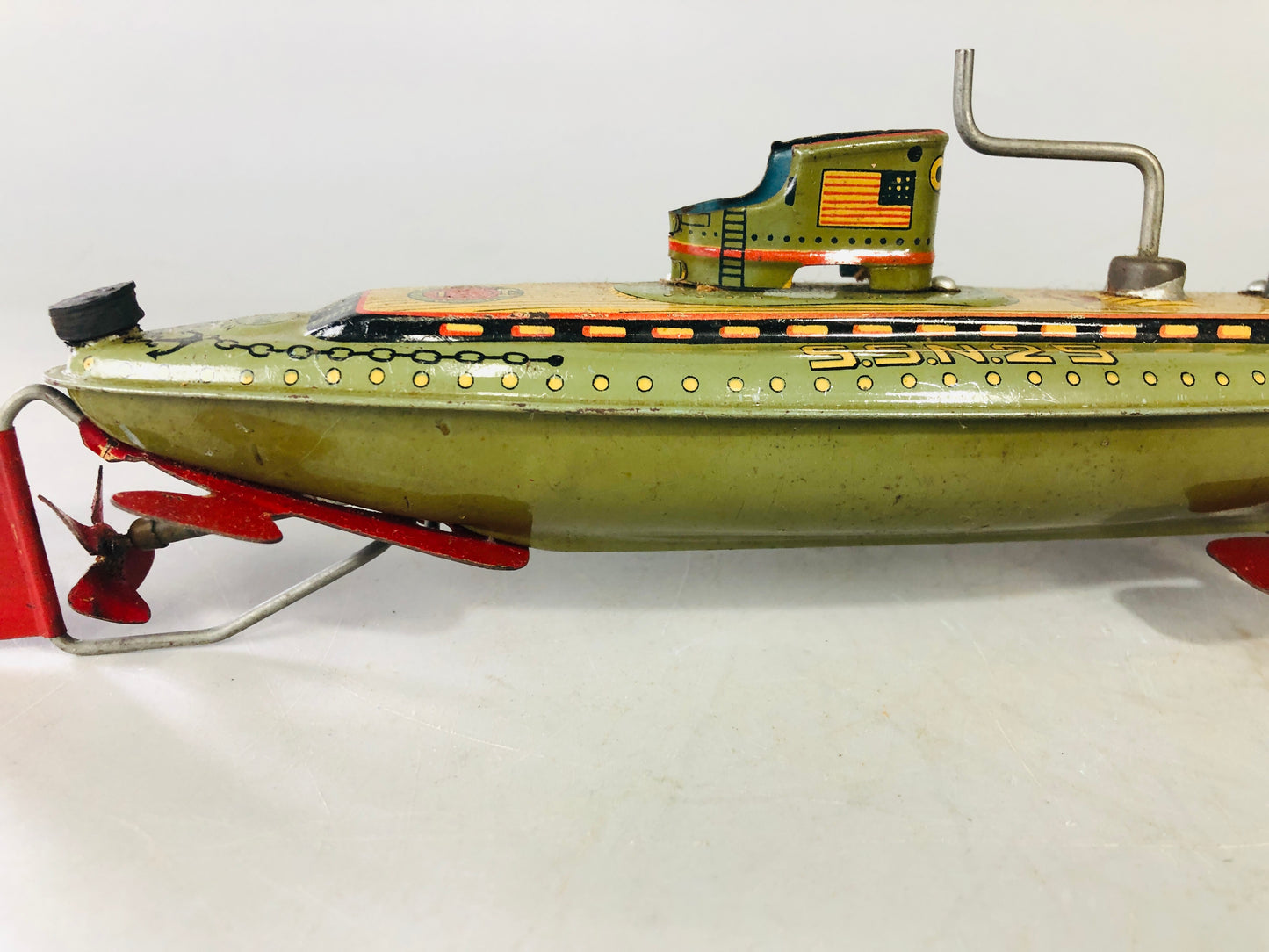 Y7144 TIN TOY Battle ship battleship warship SSN25 Japan antique vintage decor