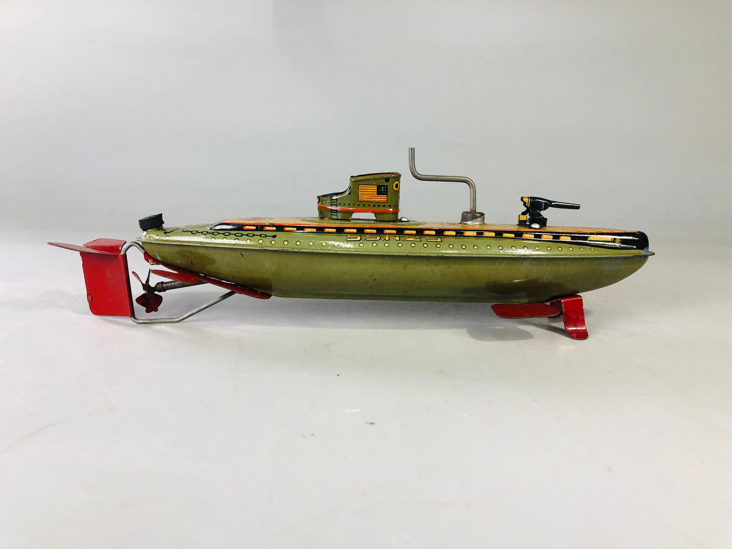 Y7144 TIN TOY Battle ship battleship warship SSN25 Japan antique vintage decor