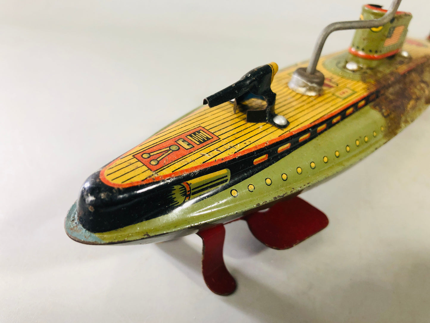 Y7144 TIN TOY Battle ship battleship warship SSN25 Japan antique vintage decor