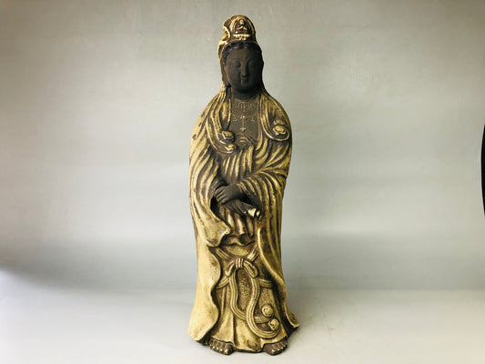 Y7146 STATUE Mino-ware Kannon figure figurine Japan antique Buddhist art goddess