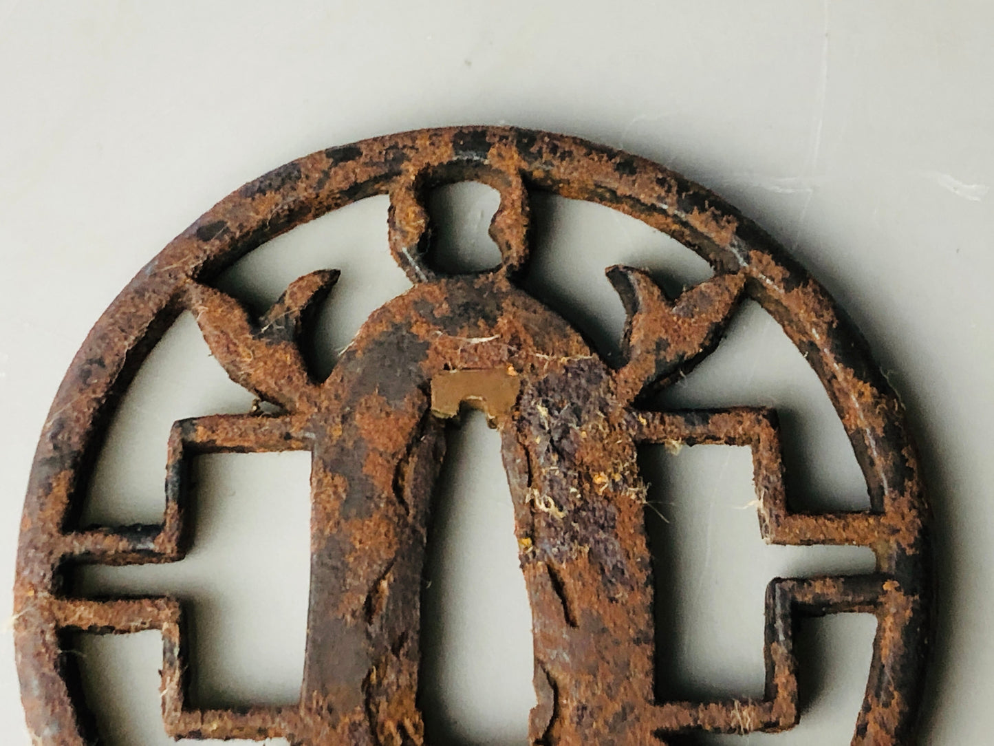 Y7148 TSUBA Iron sword guard crab Japan samurai katana antique koshirae edo