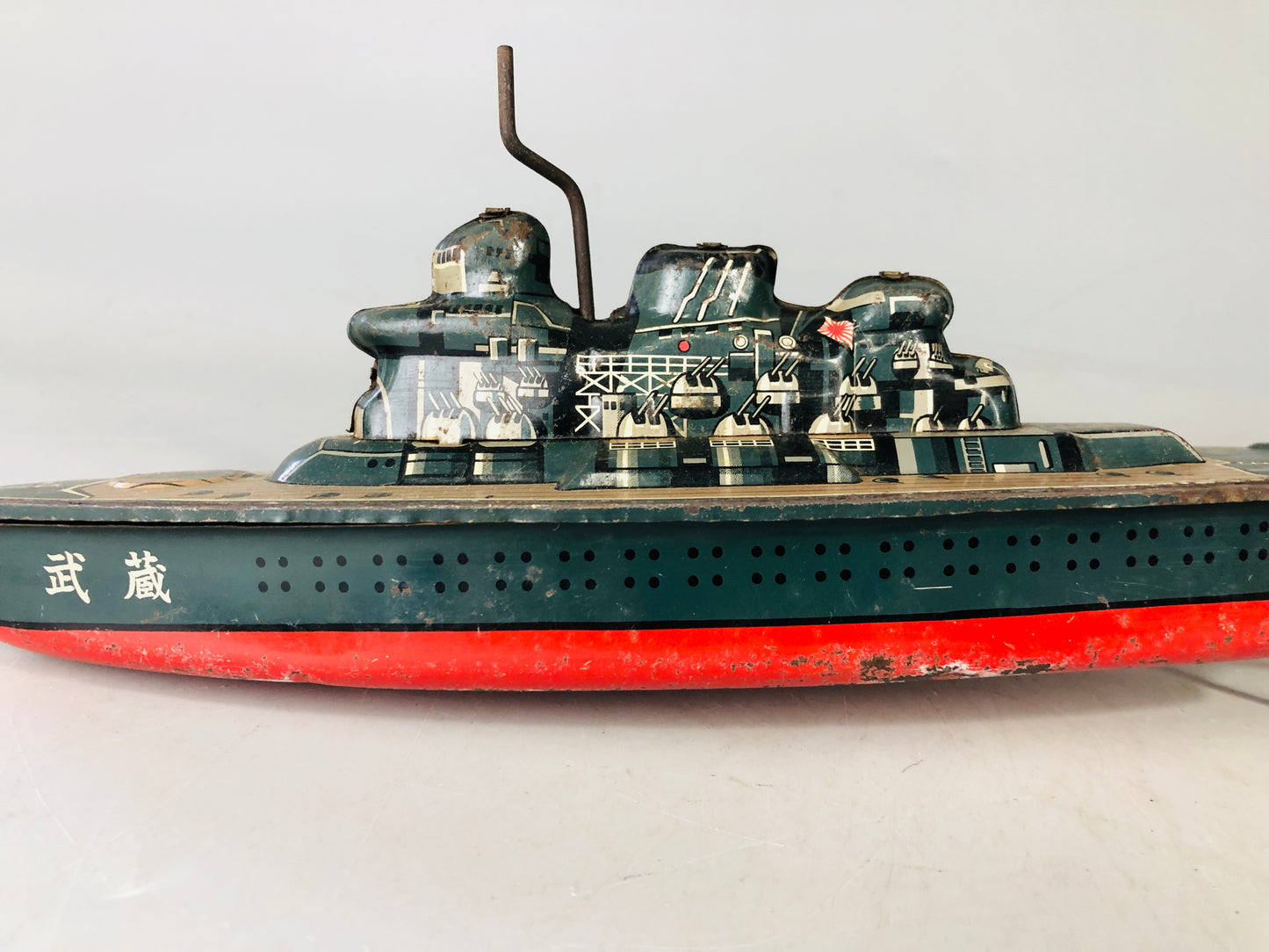 Y7149 TIN TOY Battleship Musashi battle ship warship Japanese antique vintage