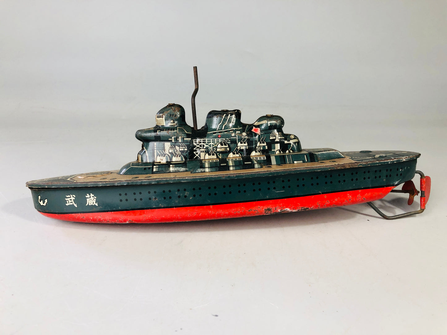 Y7149 TIN TOY Battleship Musashi battle ship warship Japanese antique vintage