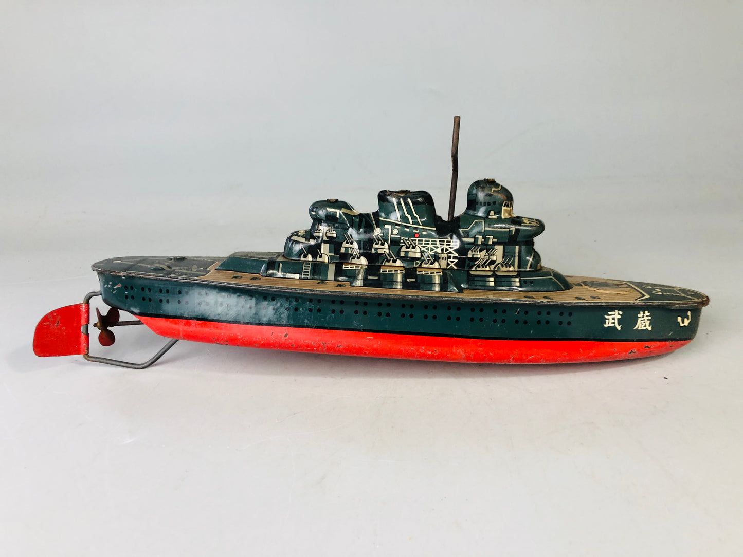 Y7149 TIN TOY Battleship Musashi battle ship warship Japanese antique vintage