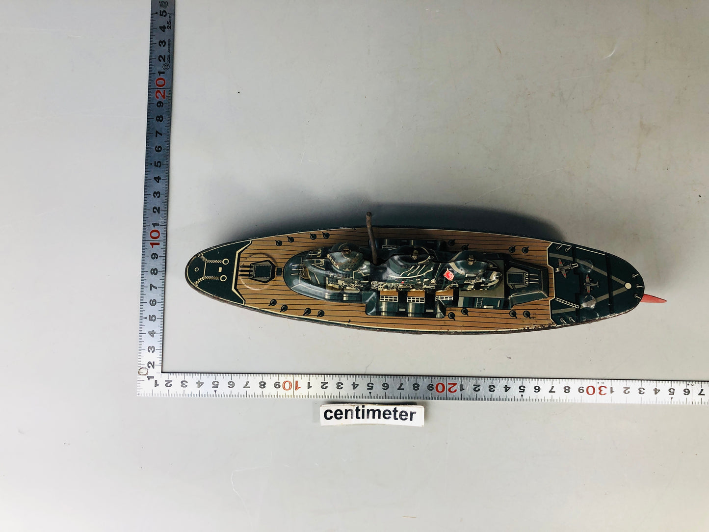 Y7149 TIN TOY Battleship Musashi battle ship warship Japanese antique vintage