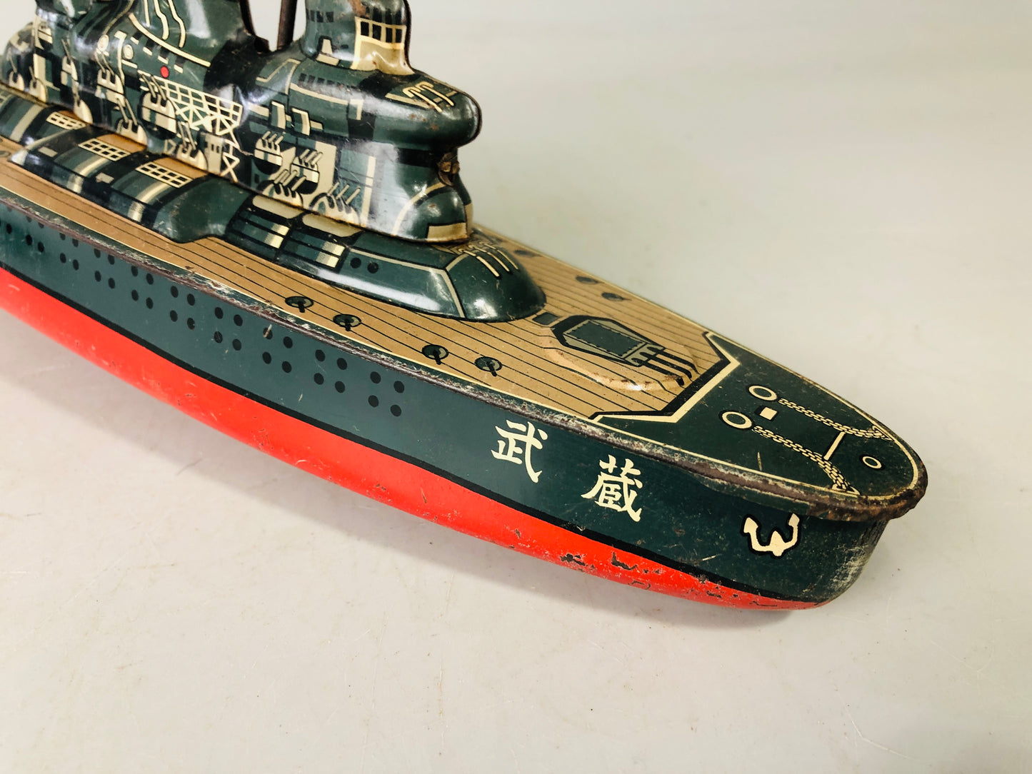 Y7149 TIN TOY Battleship Musashi battle ship warship Japanese antique vintage