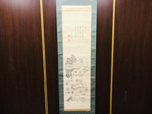 Y7162 KAKEJIKU Buddhist painting Nirvana signed box Japan antique hanging scroll