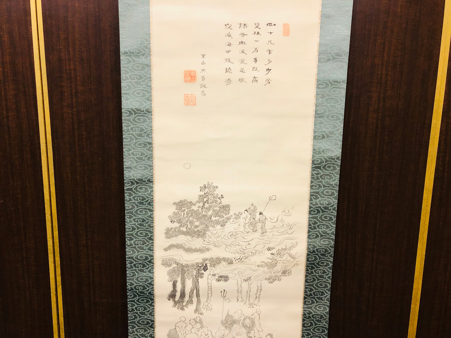 Y7162 KAKEJIKU Buddhist painting Nirvana signed box Japan antique hanging scroll