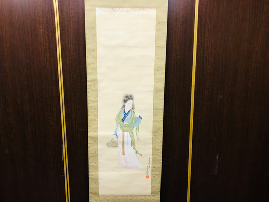 Y7163 KAKEJIKU Gyoran Kannon signed box Japan antique hanging scroll art decor