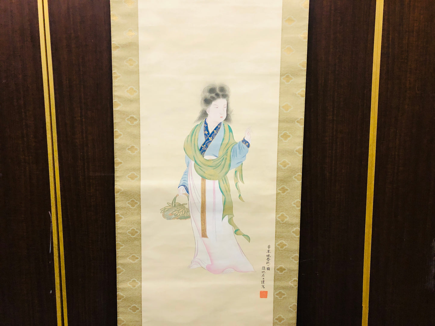 Y7163 KAKEJIKU Gyoran Kannon signed box Japan antique hanging scroll art decor