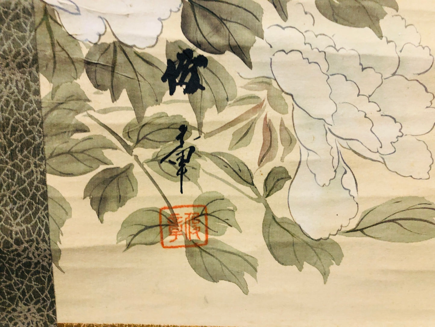 Y7164 KAKEJIKU Flower Butterfly signed box Japan antique hanging scroll art