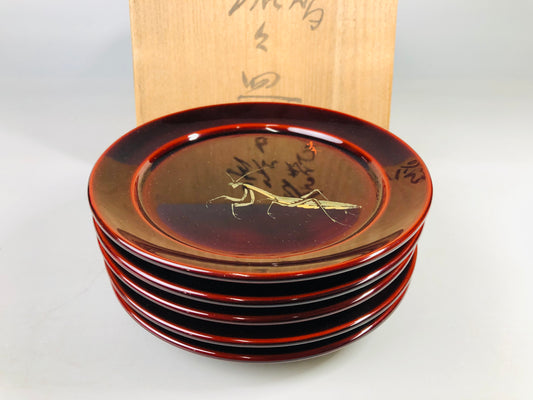 Y7176 DISH Makie serving plate signed box Japan antique tableware kitchen