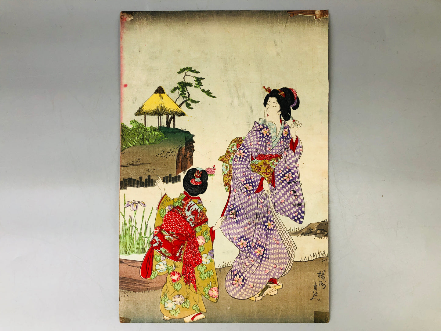 Y7184 WOODBLOCK PRINT Chikanobu triptych Japan Ukiyoe antique art interior decor