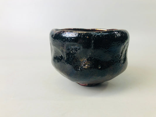 Y7190 CHAWAN Raku-ware bowl signed repaired Japan antique tea ceremony pottery