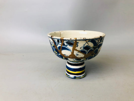 Y7197 CHAWAN Kyo-ware goblet Dutch copy kintsugi Japan antique pottery cup bowl