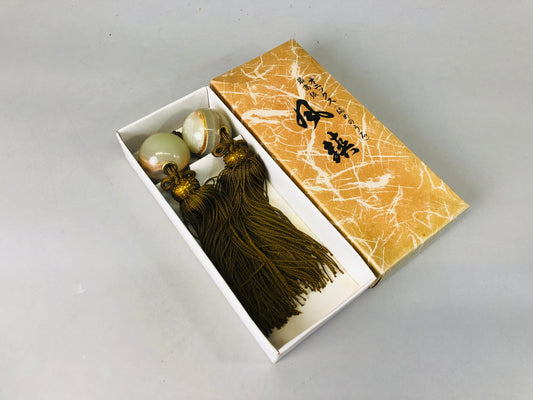 Y7208 FUCHIN Striped agate Onyx box Japan kakejiku Hanging Scroll Weight decor