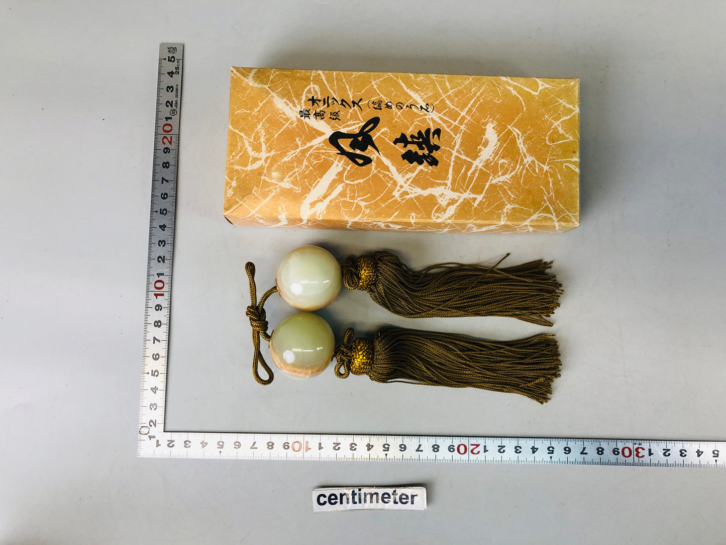 Y7208 FUCHIN Striped agate Onyx box Japan kakejiku Hanging Scroll Weight decor