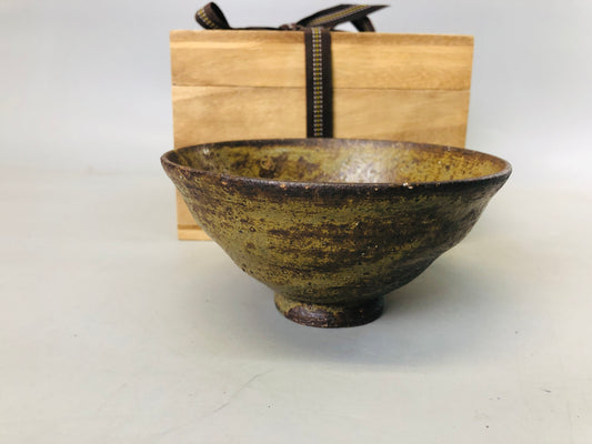 Y7237 CHAWAN Korean pottery Iraho bowl signed box Korea antique tea ceremony cup