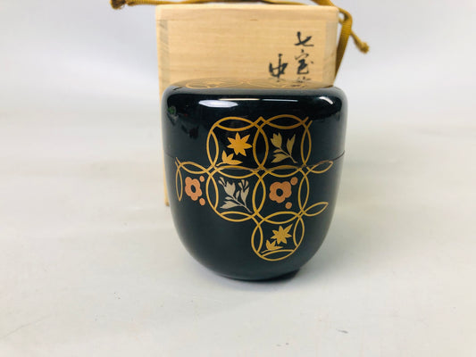 Y7244 NATUME Makie Caddy signed box Japan Tea Ceremony utensil antique case