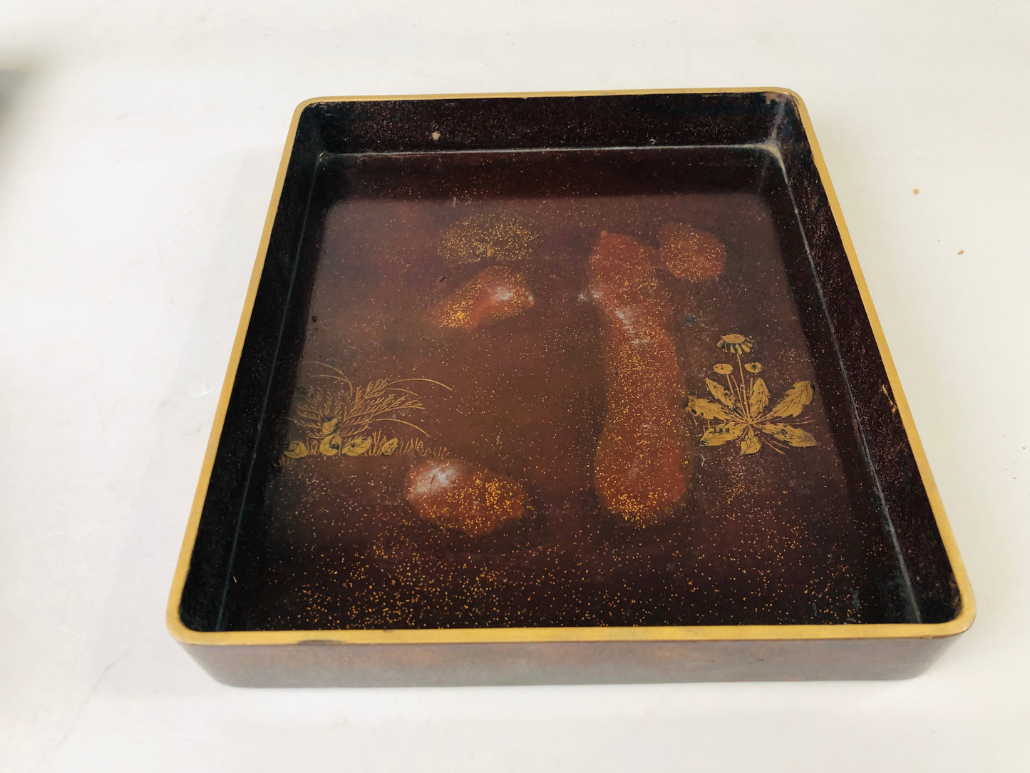 Y7259 BOX Makie Suzuri case stationery container Japan antique vintage interior