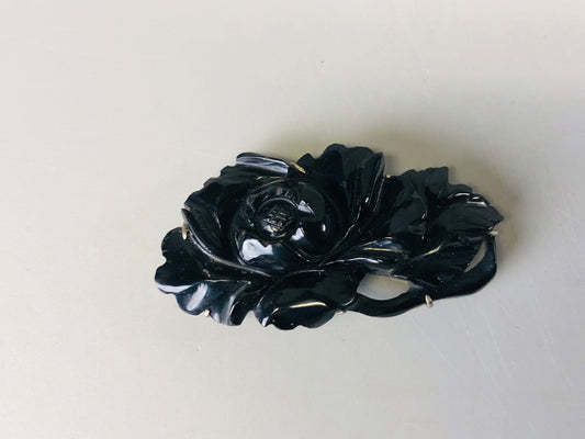 Y7264 OBIDOME Black stone Sash clip brooch Japan Kimono accessory antique