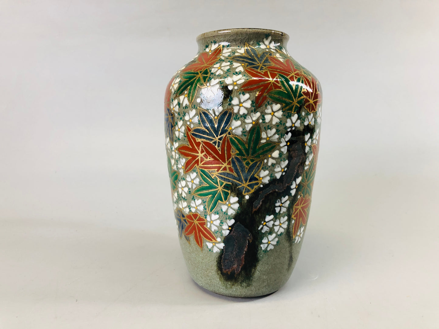 Y7272 FLOWER VASE Inuyama-ware signed box Japan ikebana floral arrangement