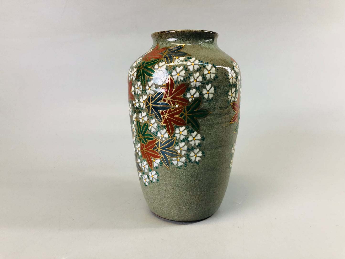 Y7272 FLOWER VASE Inuyama-ware signed box Japan ikebana floral arrangement