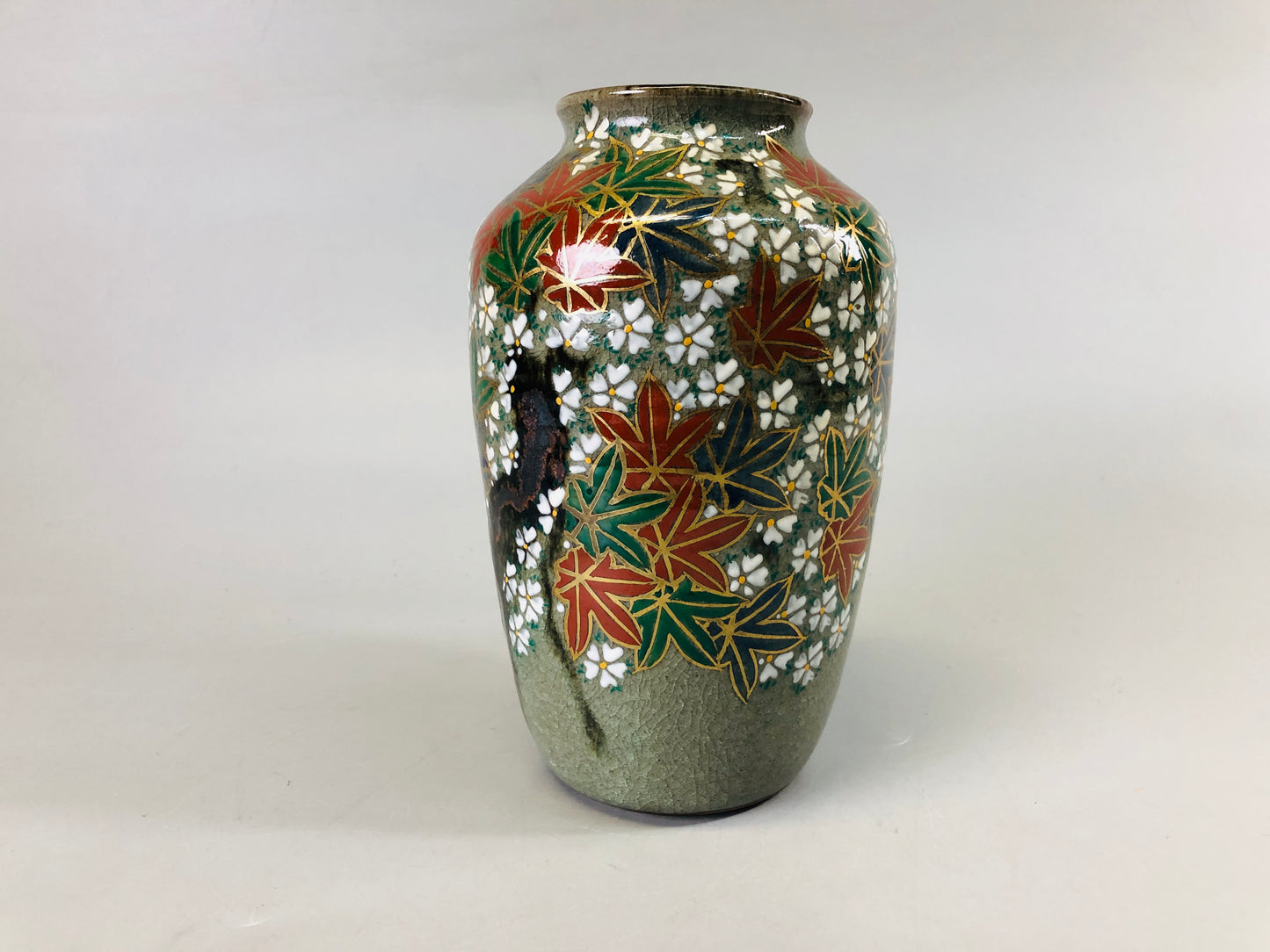 Y7272 FLOWER VASE Inuyama-ware signed box Japan ikebana floral arrangement