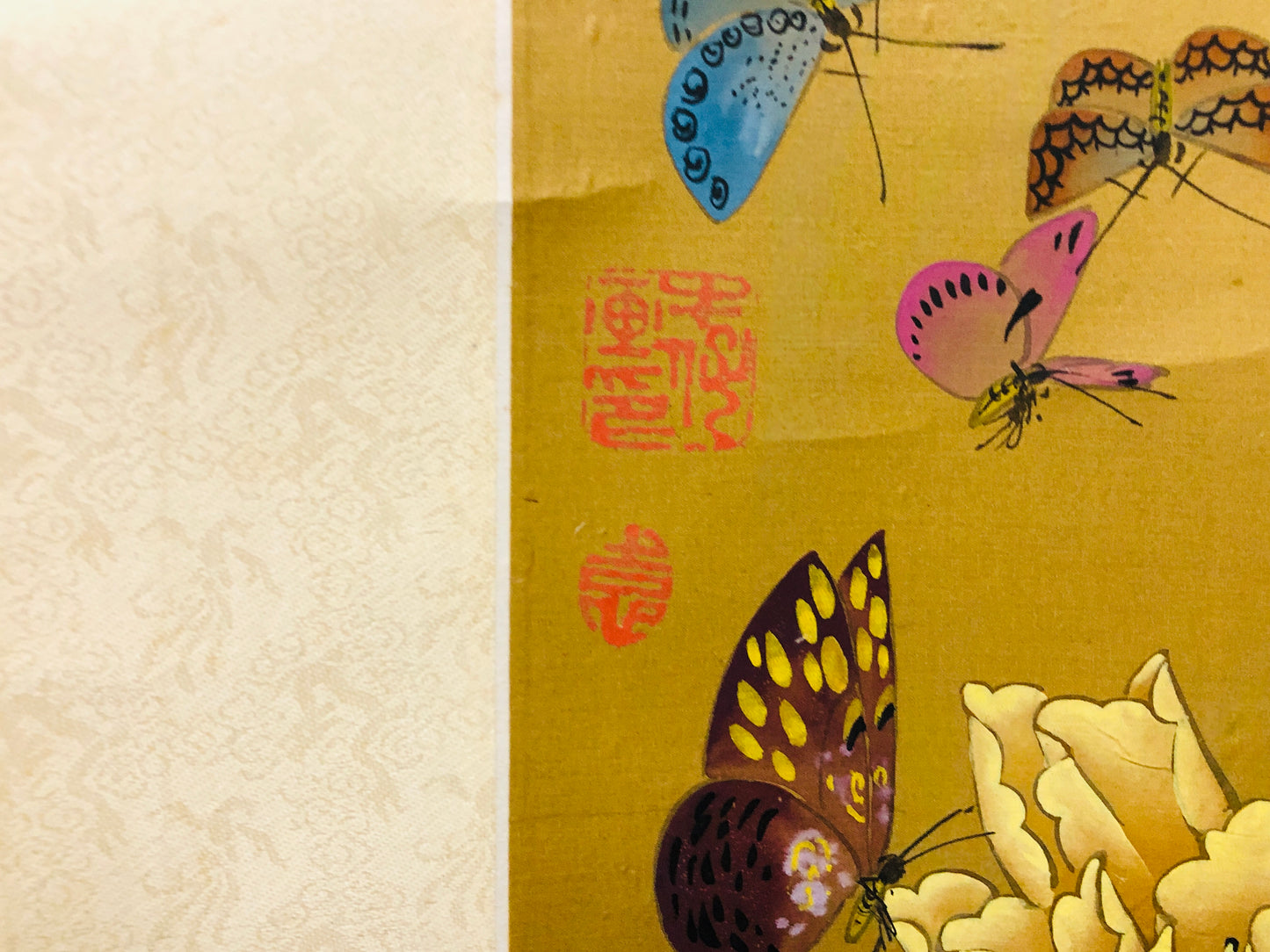 Y7280 KAKEJIKU Butterfly Flower signed China antique hanging scroll art decor