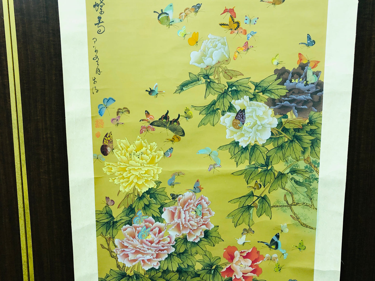 Y7280 KAKEJIKU Butterfly Flower signed China antique hanging scroll art decor